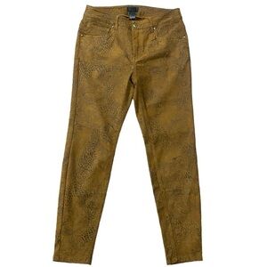 ERIC Brown Leopard Faux Velvet Paisley Skinny Pants Size 8